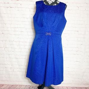 Tahari Blue Sheath Textured Dress Size 14